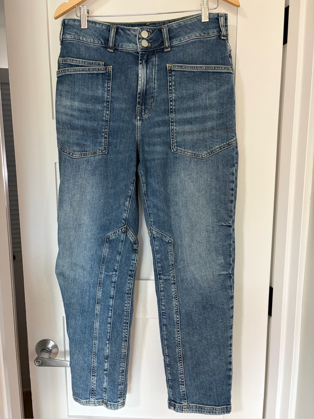 Anthropologie Pilcro High‑Rise Utility Jeans – Medium Wash – Size 30